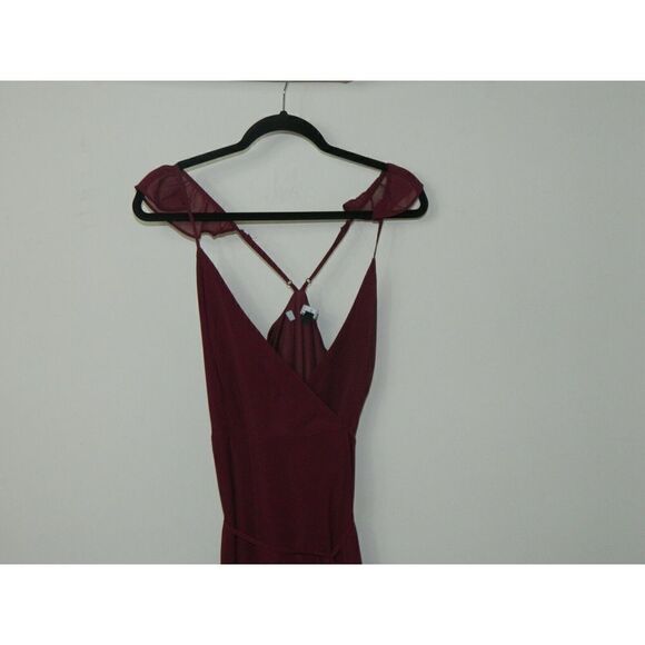 Lulu's Dress Here's to Us Burgundy‎ High-Low Wrap Dress Size X-Small - Picture 6 of 6